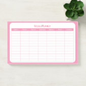 Einfacher rosa Wochenplaner Post-it Klebezettel (Büro)