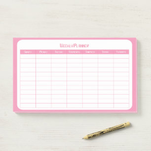 Einfacher rosa Wochenplaner Post-it Klebezettel