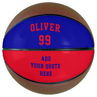 Einfacher roter und blauer Name Zahlen Zitat Baske Basketball