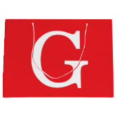 Einfacher roter weißer Anfangsbuchstabe Monogramm Große Geschenktüte (Vorderseite)