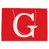 Einfacher roter weißer Anfangsbuchstabe Monogramm Große Geschenktüte (Rückseite)