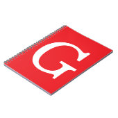 Einfacher roter weißer Anfangsbuchstabe Monogramm Notizblock (Linke Seite)
