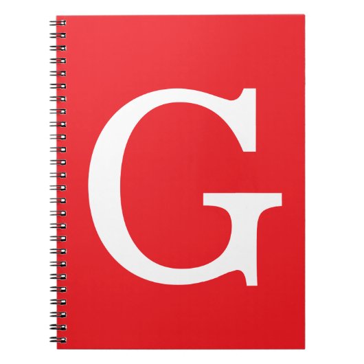 Einfacher roter weißer Anfangsbuchstabe Monogramm Notizblock (Vorderseite)