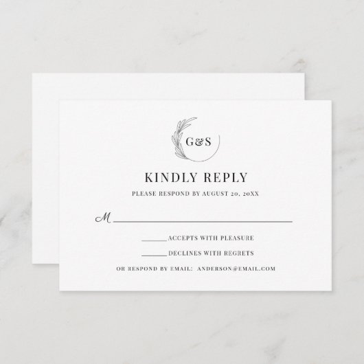 Einfacher RSVP für Halbschaden-Hochzeit (Vorne/Hinten)