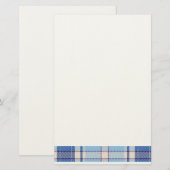 Einfacher Rustikaler Blau Stil Karo Briefpapier (Vorne/Hinten)