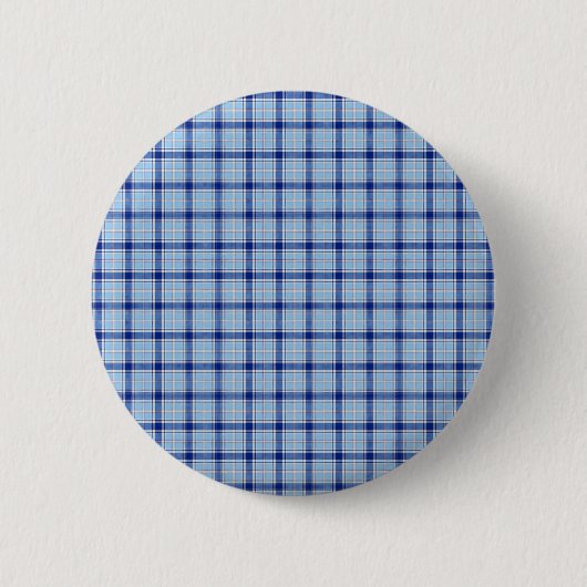 Einfacher Rustikaler Blau Stil Karo Button (Vorderseite)