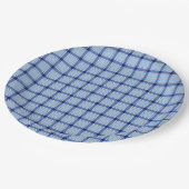 Einfacher Rustikaler Blau Stil Karo Pappteller (Schrägansicht)