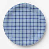 Einfacher Rustikaler Blau Stil Karo Pappteller (Vorderseite)