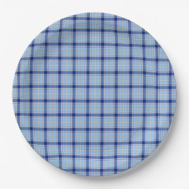 Einfacher Rustikaler Blau Stil Karo Pappteller