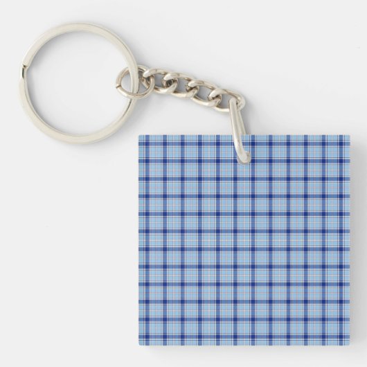 Einfacher Rustikaler Blau Stil Karo Schlüsselanhänger (Vorderseite)
