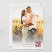 Einfacher Rustikaler Boho Chic Foto QR Code Hochze Einladung (Rückseite)