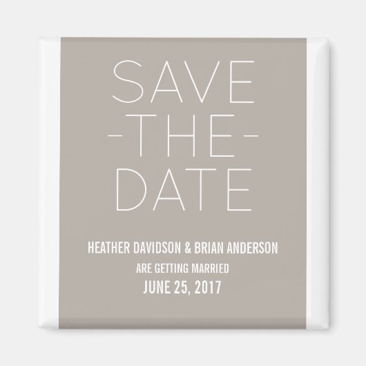 Einfacher Save the Date Magnet, Beige Magnet (Vorne)