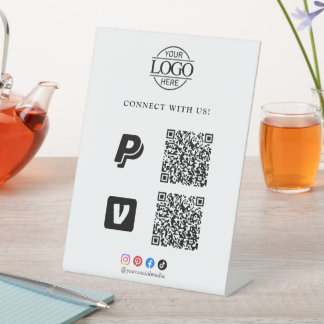 Einfacher Scan-Bezahlen-Logo-QR-Code-Tischständer Sockelschild