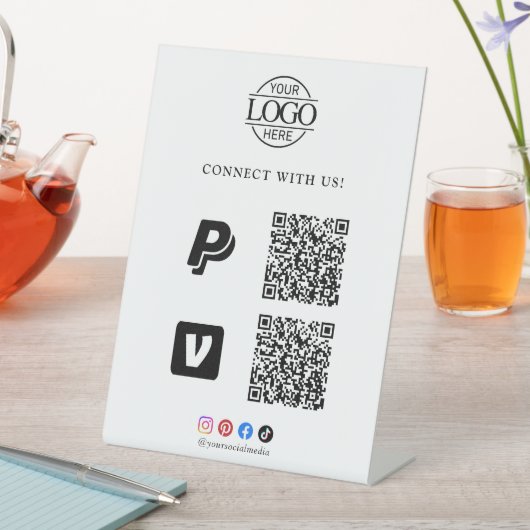 Einfacher Scan-Bezahlen-Logo-QR-Code-Tischständer Sockelschild (In Situ)