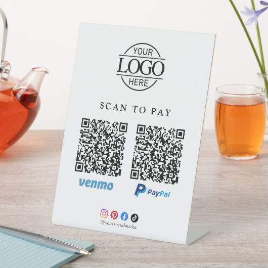 Einfacher Scan-Bezahlen-Logo-QR-Code-Tischständer Sockelschild (In Situ)