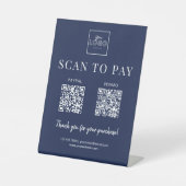 Einfacher Scan-to-Pay-Logo QR-Code Zahlung Marineb Sockelschild (Vorderseite)