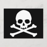 Einfacher Schädel und Crossbones Postkarte