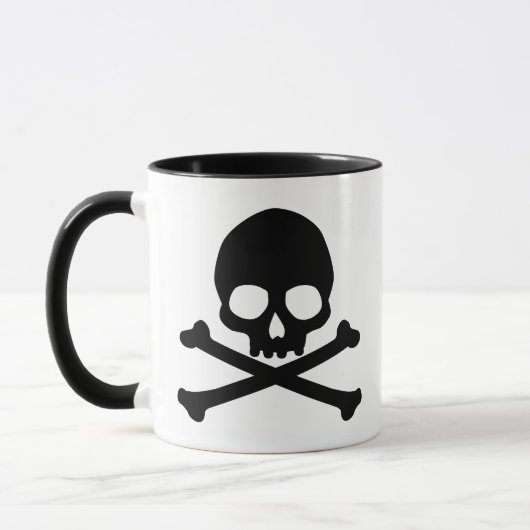 Einfacher Schädel und Kreuzknochen Tasse (Links)