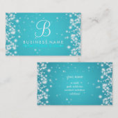 Einfacher Schein-Monogramm-Türkis Visitenkarte (Vorne/Hinten)