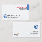 Einfacher schlichter blauer globaler visitenkarte (Vorne/Hinten)