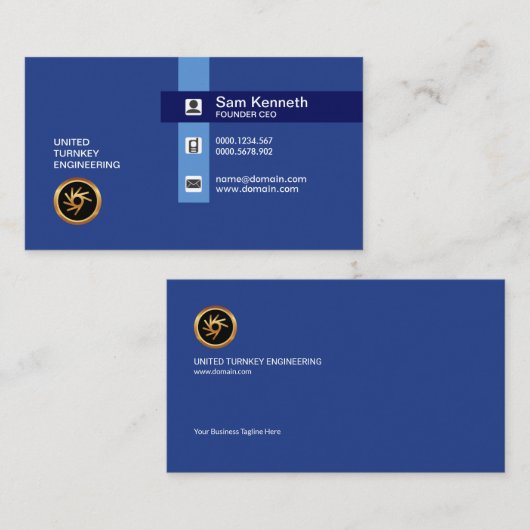 Einfacher schlichter Retro blauer Schatten-Gründer Visitenkarte (Vorne/Hinten)