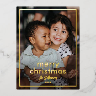 Einfacher Schriftname Minimales Foto Weihnachten G Folien Feiertagspostkarte
