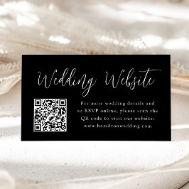 Einfacher Schwarz Hochzeits-Website-QR-Code Begleitkarte