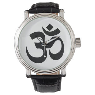 Einfacher Schwarz-OM-Symbol-Yoga-Meditations-Zen Armbanduhr