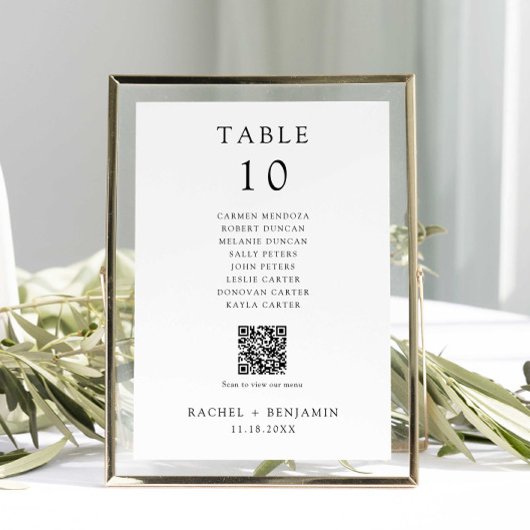 Einfacher Schwarz-Weiß-Hochzeits-Sitzplan-QR-Code