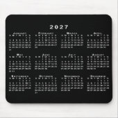 Einfacher Schwarz-Weiß-Kalender 2027 Mousepad (Vorne)