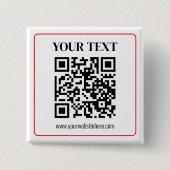Einfacher Schwarz-Weiß-QR-Code mit rotem Rand Button (Vorderseite)