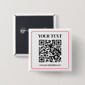 Einfacher Schwarz-Weiß-QR-Code mit rotem Rand Button (Vorne & Hinten)