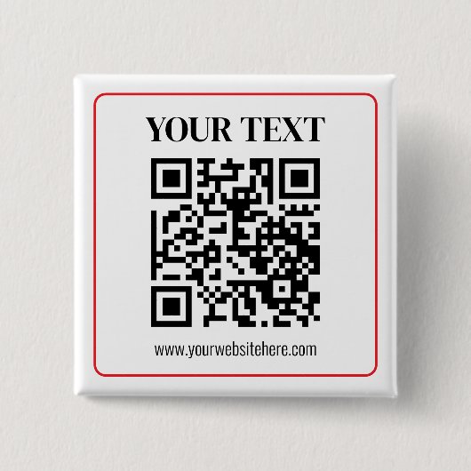 Einfacher Schwarz-Weiß-QR-Code mit rotem Rand Button (Vorderseite)