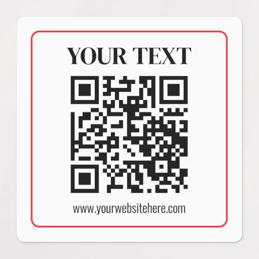 Einfacher Schwarz-Weiß-QR-Code mit rotem Rand Etiketten (Design 1)