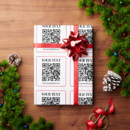 Einfacher Schwarz-Weiß-QR-Code mit rotem Rand Geschenkpapier
