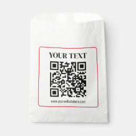 Einfacher Schwarz-Weiß-QR-Code mit rotem Rand Geschenktütchen