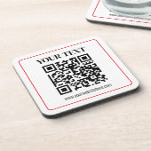 Einfacher Schwarz-Weiß-QR-Code mit rotem Rand Getränkeuntersetzer (Linke Seite)
