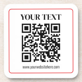 Einfacher Schwarz-Weiß-QR-Code mit rotem Rand Getränkeuntersetzer