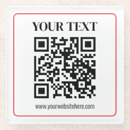 Einfacher Schwarz-Weiß-QR-Code mit rotem Rand Glasuntersetzer
