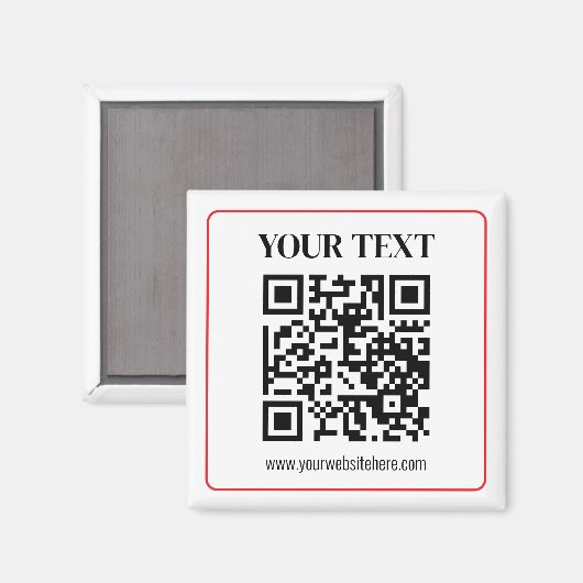Einfacher Schwarz-Weiß-QR-Code mit rotem Rand Magnet (Vorderseite/Rückseite)