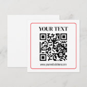 Einfacher Schwarz-Weiß-QR-Code mit rotem Rand Mitteilungskarte (Vorne/Hinten)