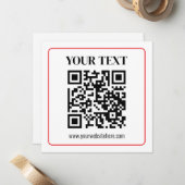 Einfacher Schwarz-Weiß-QR-Code mit rotem Rand Mitteilungskarte (Vorderseite/Rückseite Beispiel)