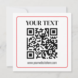 Einfacher Schwarz-Weiß-QR-Code mit rotem Rand Mitteilungskarte