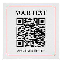 Einfacher Schwarz-Weiß-QR-Code mit rotem Rand Poster