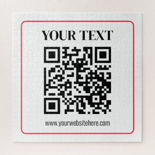 Einfacher Schwarz-Weiß-QR-Code mit rotem Rand Puzzle