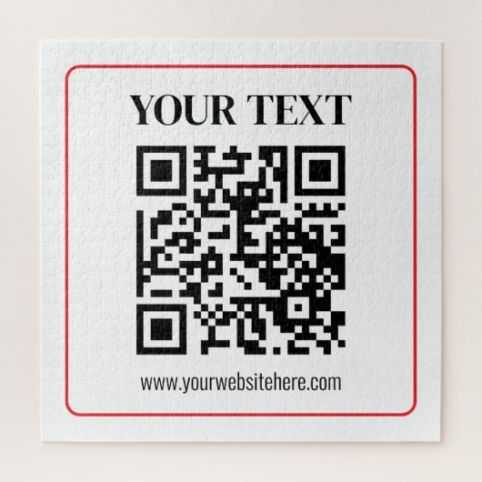 Einfacher Schwarz-Weiß-QR-Code mit rotem Rand Puzzle (Vertikal)