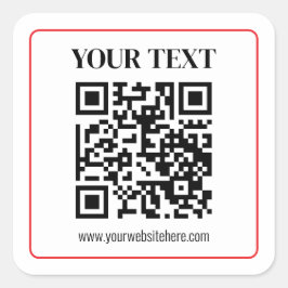 Einfacher Schwarz-Weiß-QR-Code mit rotem Rand Quadratischer Aufkleber