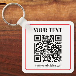 Einfacher Schwarz-Weiß-QR-Code mit rotem Rand Schlüsselanhänger