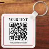 Einfacher Schwarz-Weiß-QR-Code mit rotem Rand Schlüsselanhänger (Rückseite)