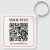 Einfacher Schwarz-Weiß-QR-Code mit rotem Rand Schlüsselanhänger (Rückseite)